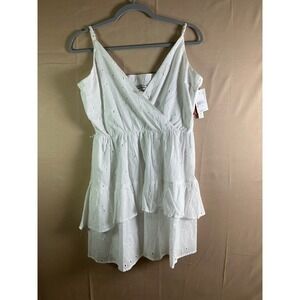Speechless White Eyelet‎ Tiered Mini Dress Neck Smocked Back JB1055TENW L